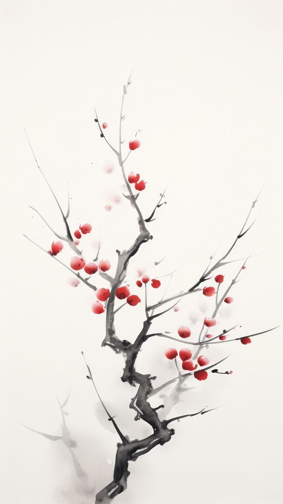 Plum tree chinese brush blossom flower cherry.