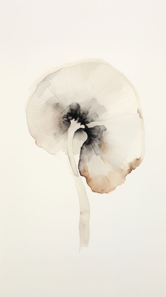 Reishi mushroom chinese brush white fragility drawing.