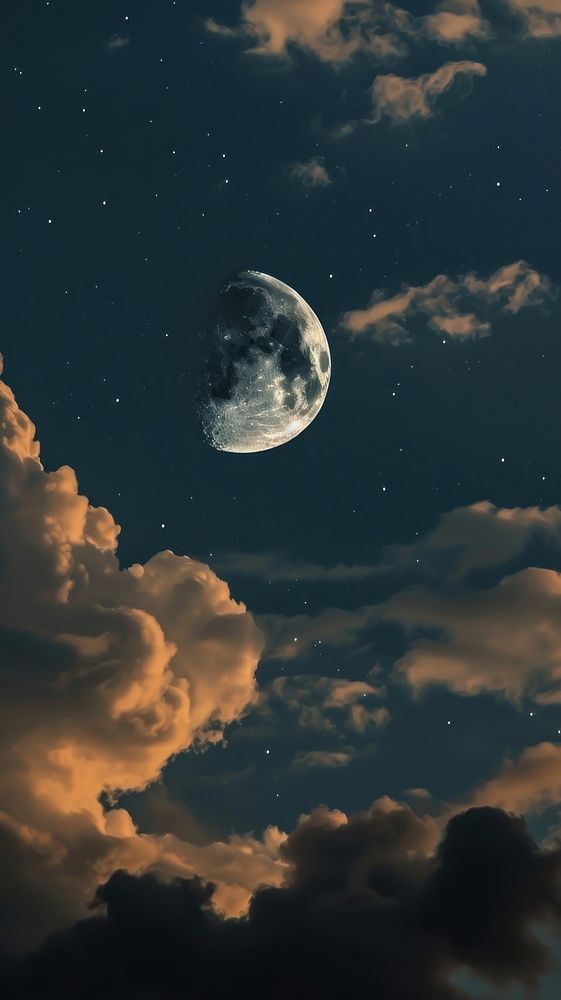  Bright crescent moon on the night sky astronomy outdoors nature. AI generated Image by rawpixel.