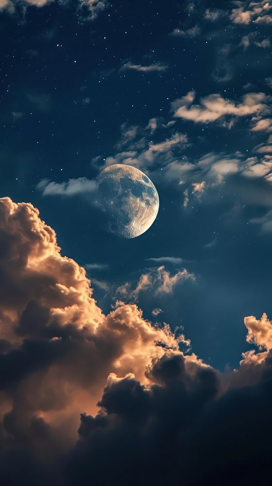  Bright crescent moon on the night sky astronomy outdoors nature. AI generated Image by rawpixel.