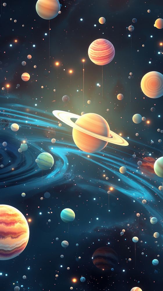  Planets in space pattern planet astronomy universe. AI generated Image by rawpixel.