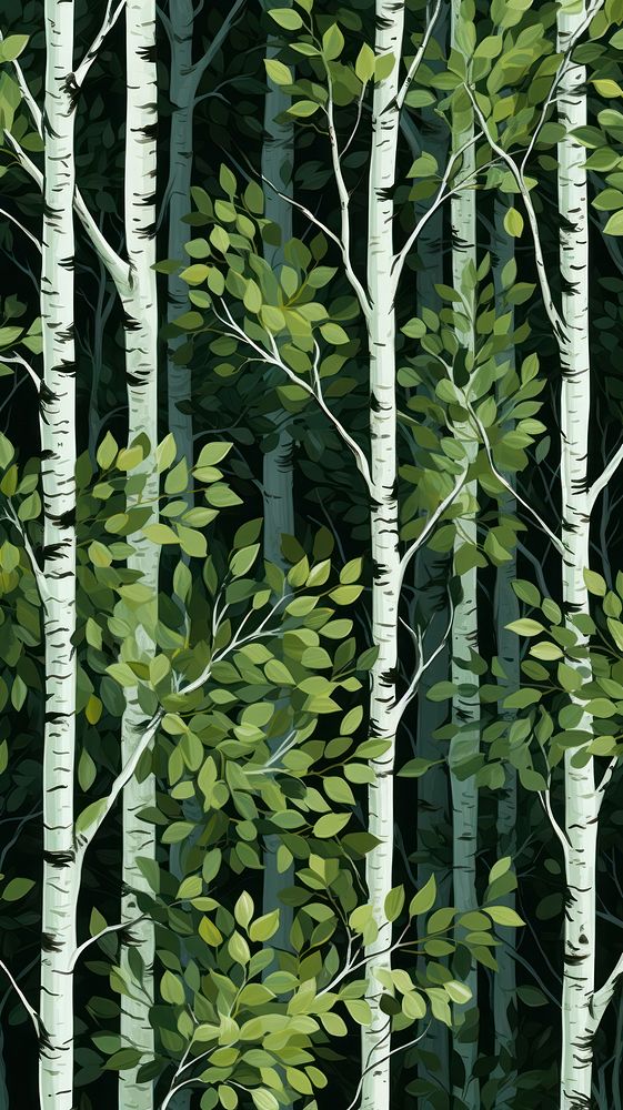  Birch trees leaves outdoors woodland nature. AI generated Image by rawpixel.