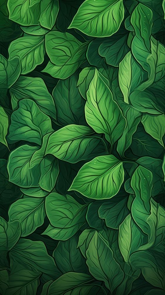  Green summer leaves pattern nature plant. AI generated Image by rawpixel.