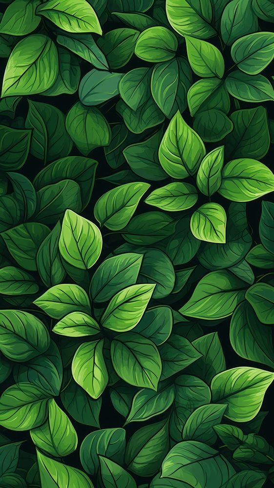  Green summer leaves pattern nature plant. AI generated Image by rawpixel.