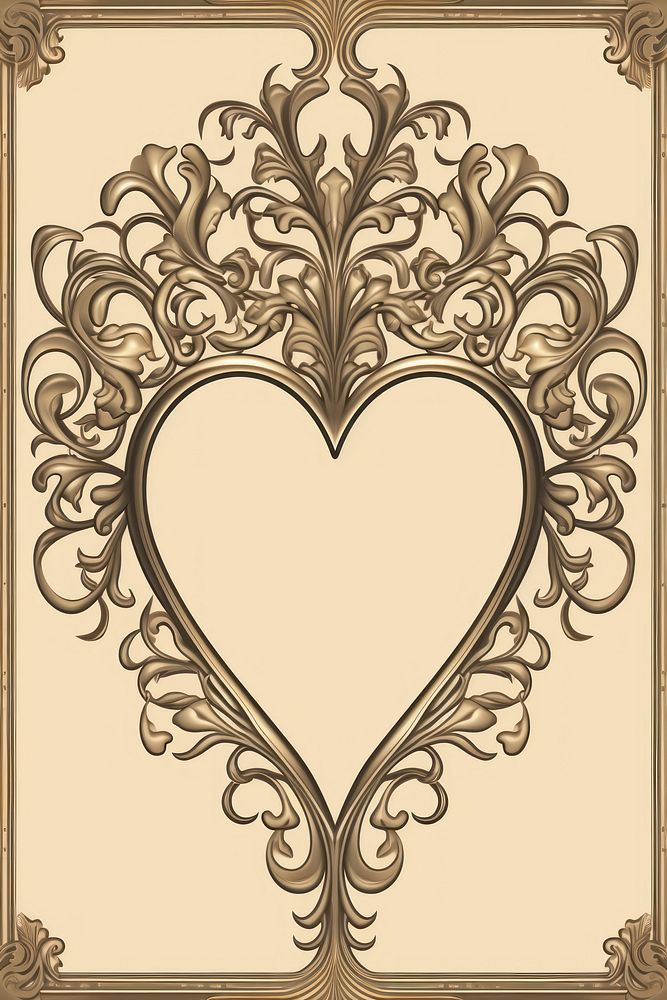 Bronze ornamental heart frame backgrounds pattern architecture.
