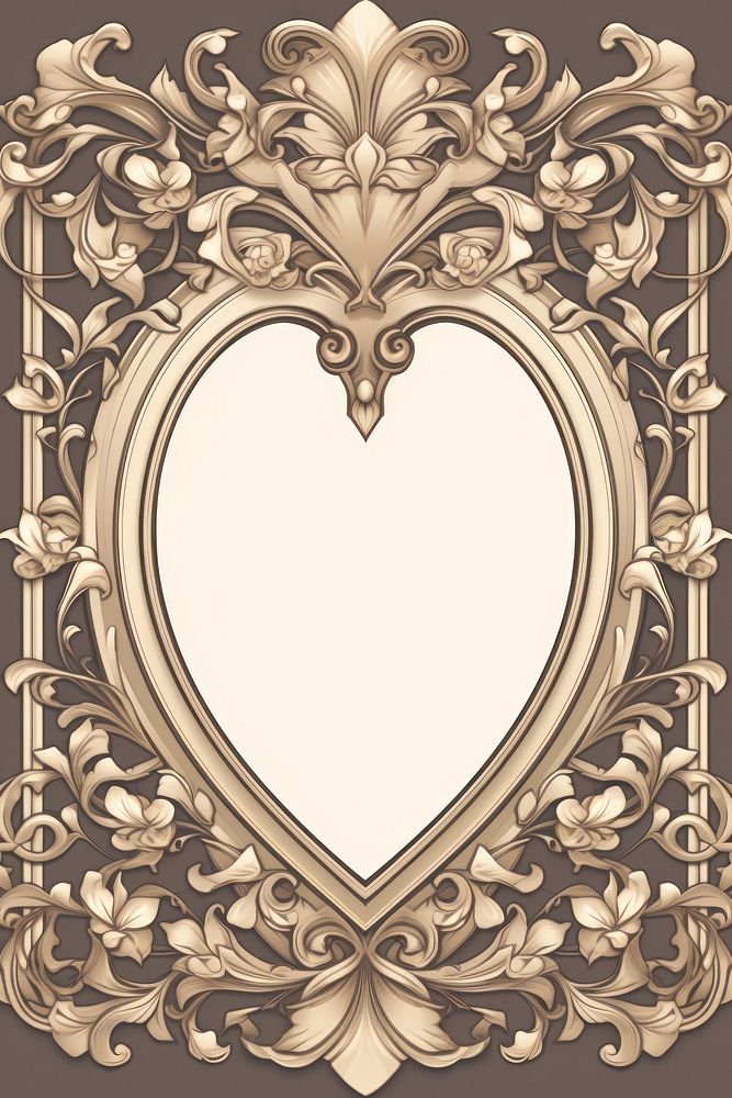 Bronze ornamental heart frame backgrounds architecture celebration.