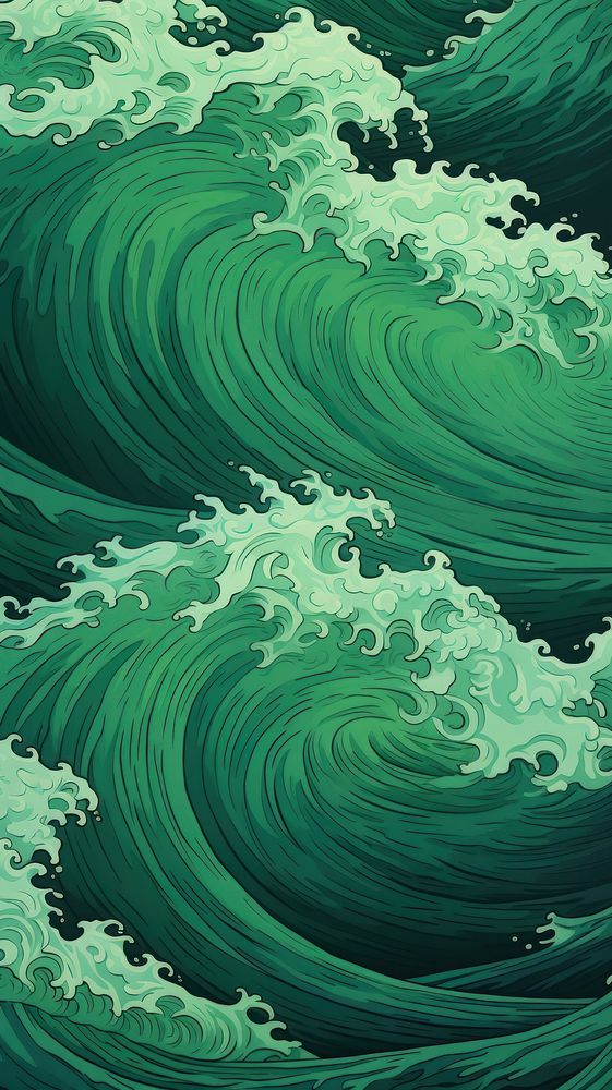  Green waves outdoors pattern nature. AI generated Image by rawpixel.