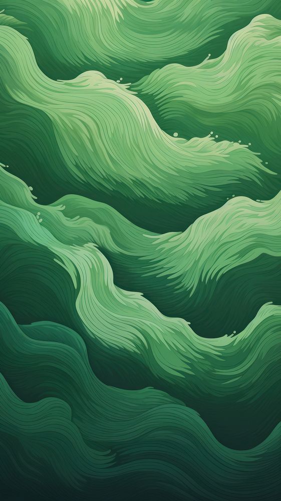  Green waves pattern nature tranquility. AI generated Image by rawpixel.