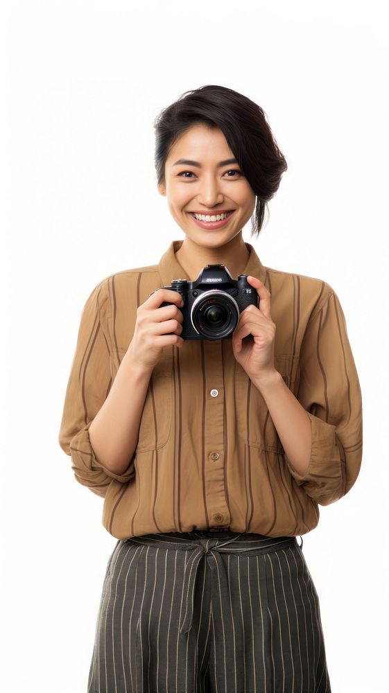 Photographer is taking a photo portrait camera smile.