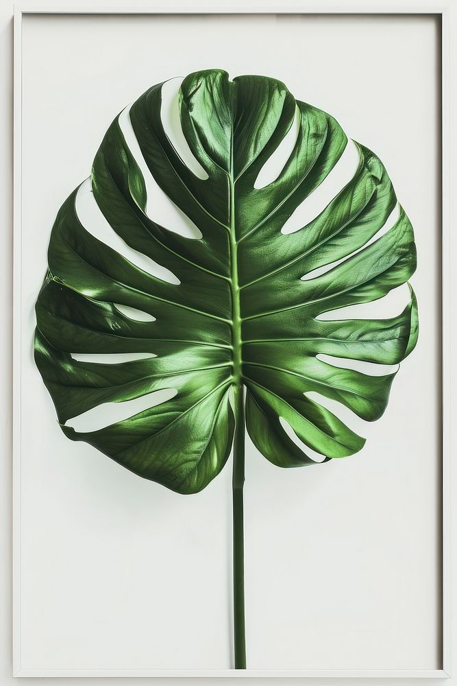 Monstera leaf in picture frame plant xanthosoma rectangle.