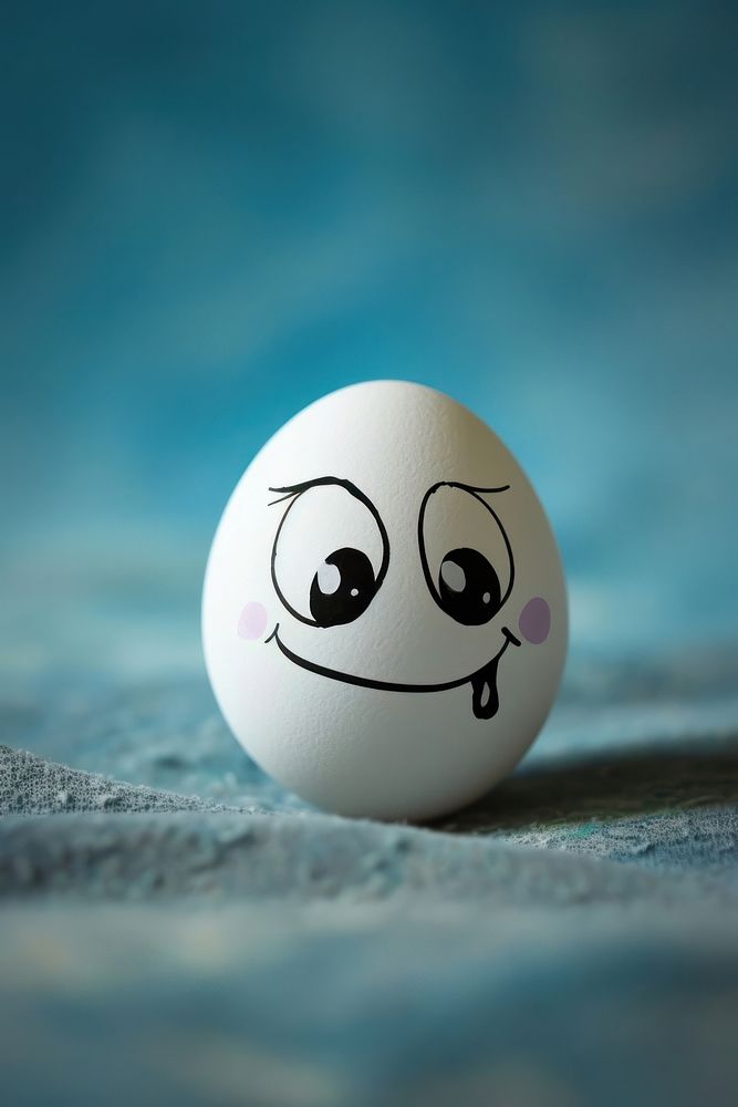 Real egg with face anthropomorphic representation creativity.