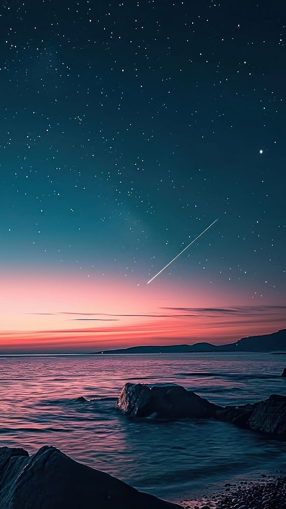  Shooting star outdoors horizon nature. AI generated Image by rawpixel.