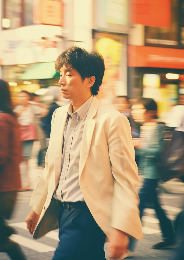 Motion blur man walking on street portrait photography adult.