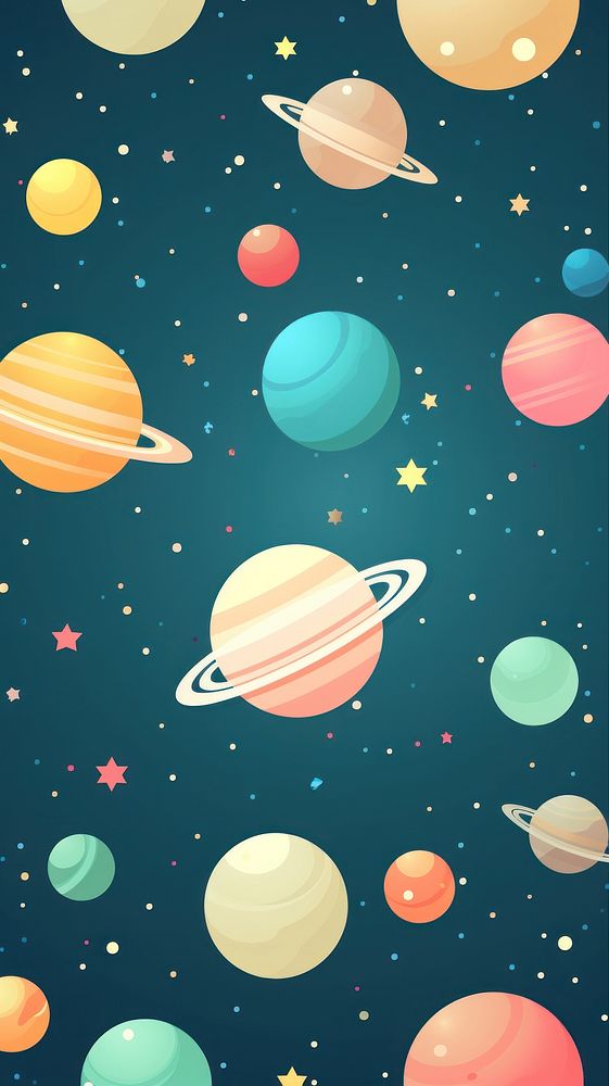 Planets in space pattern astronomy universe planet. AI generated Image by rawpixel.