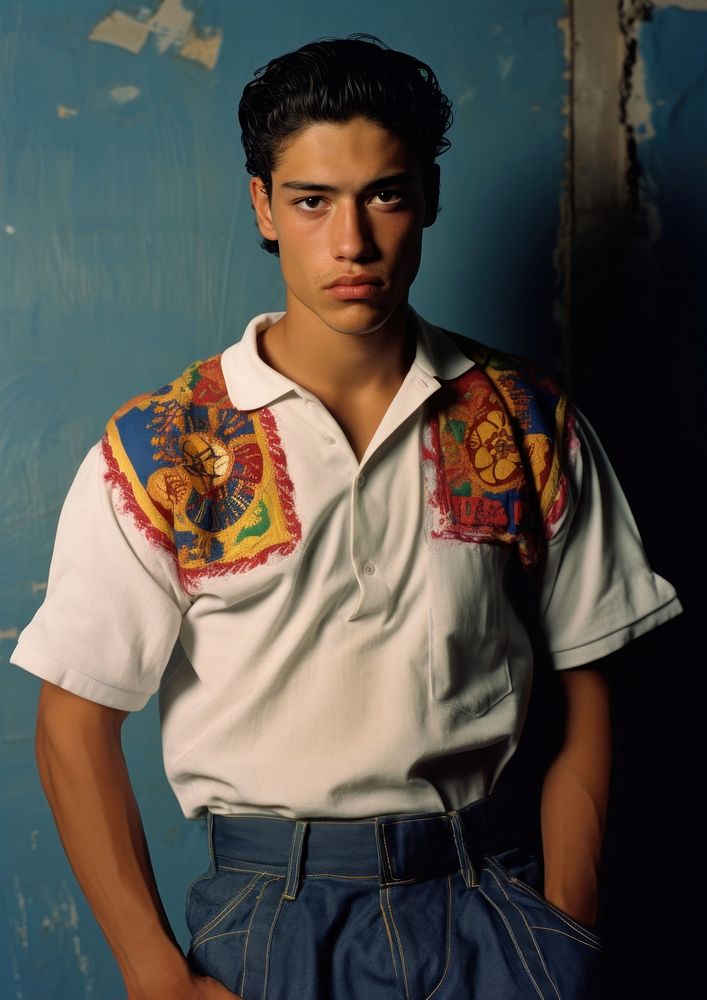 Hispanic young man fashion shirt architecture.