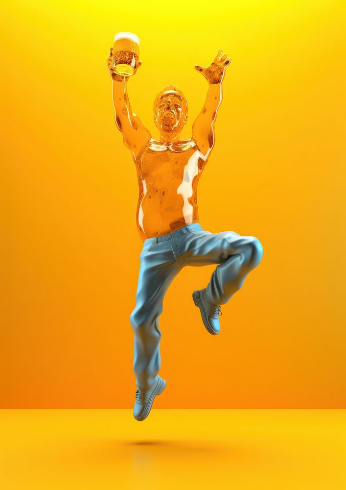Person with beer dancing excitement exercising. AI generated Image by rawpixel.