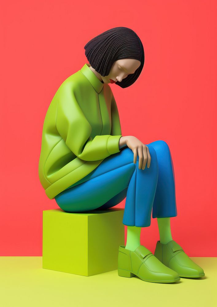 Woman sitting at ground art footwear fashion. AI generated Image by rawpixel.