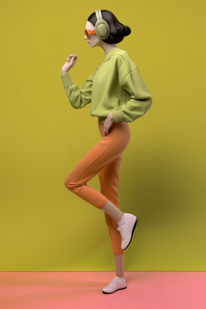 Young woman with headphone footwear fashion shoe. AI generated Image by rawpixel.