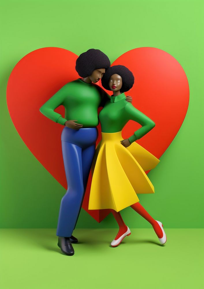 A young black couple fashion dancing cartoon. AI generated Image by rawpixel.