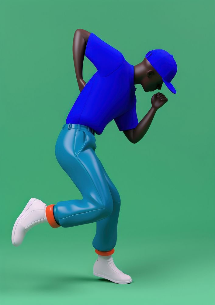 Black man with dancing footwear cartoon blue. AI generated Image by rawpixel.