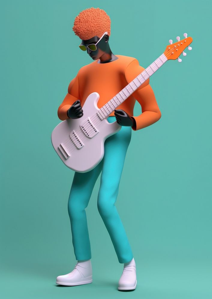 Man with guitar musician fashion cartoon. AI generated Image by rawpixel.