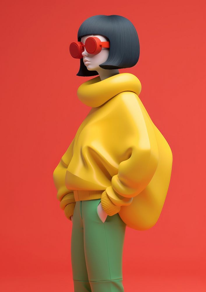 A serene figure with camp fashion cartoon yellow. AI generated Image by rawpixel.