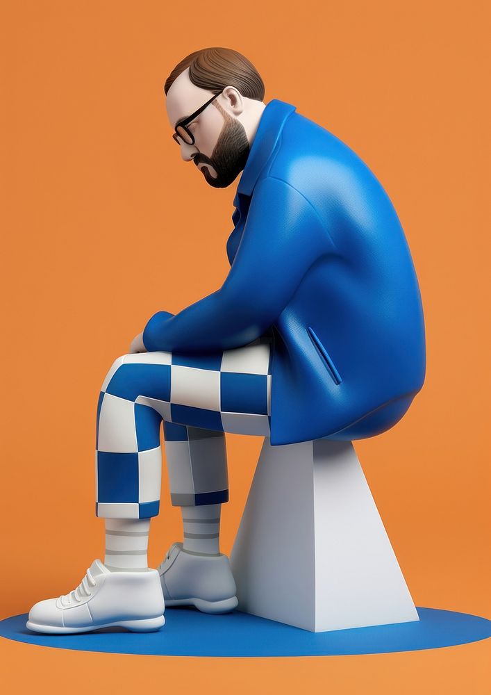 A white man playing chess footwear sitting cartoon. AI generated Image by rawpixel.