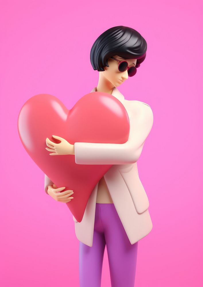 A Couple hugging with heart figurine fashion balloon. AI generated Image by rawpixel.