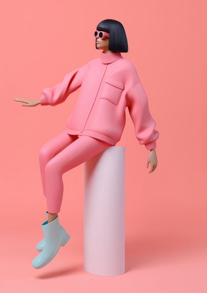 Couple wearing pink clothes figurine fashion adult. AI generated Image by rawpixel.