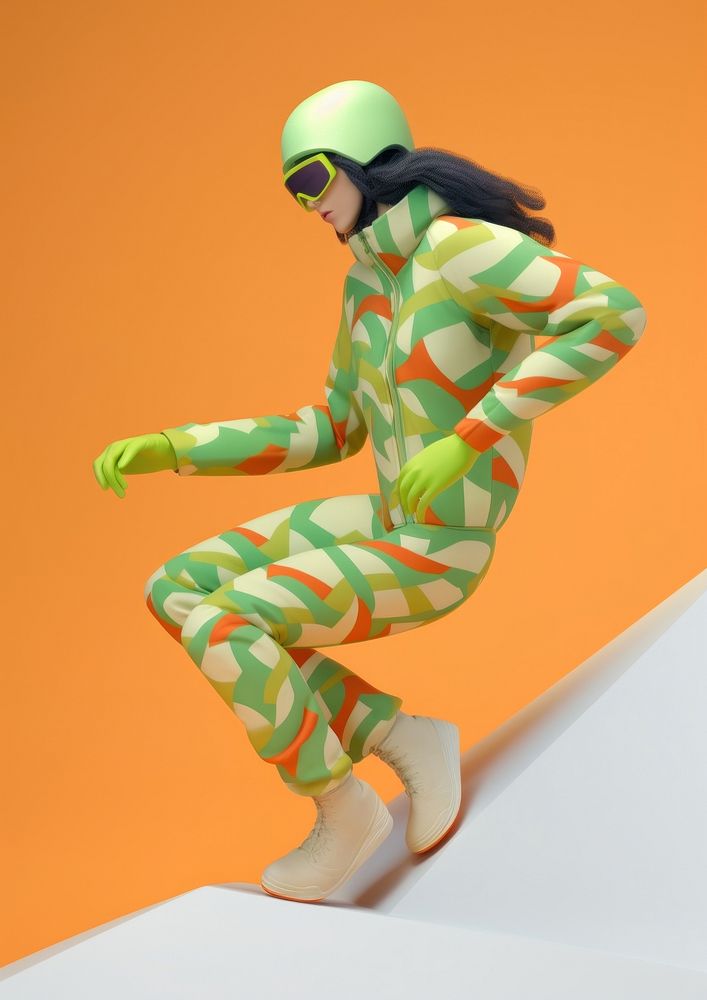 A person in ski suit fashion pattern motion. AI generated Image by rawpixel.