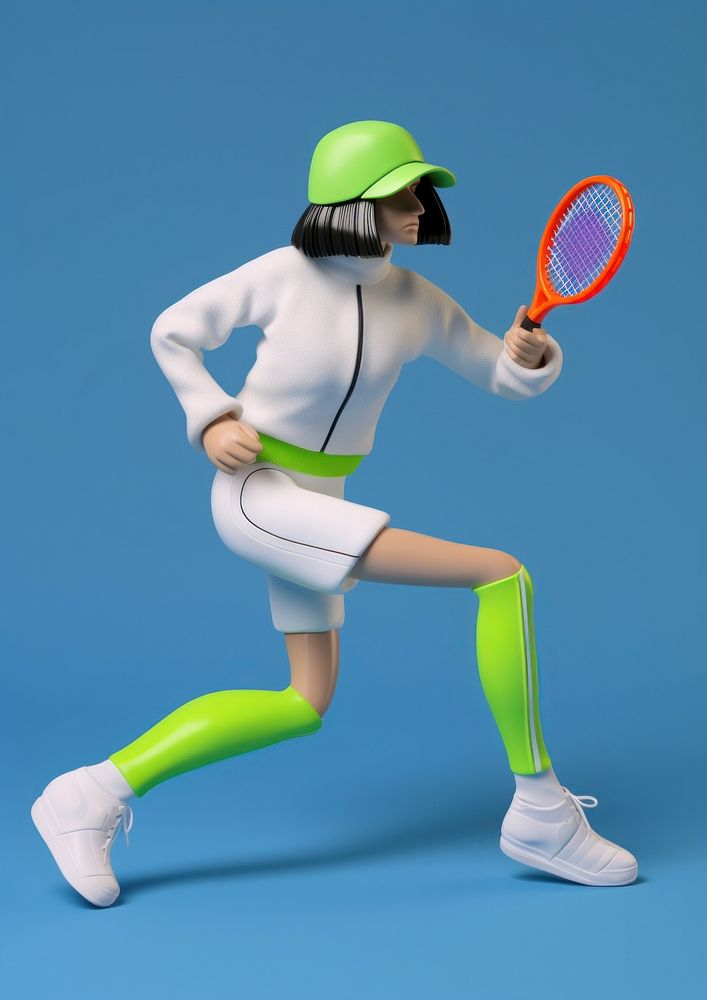 Tennis player cartoon racket sports. AI generated Image by rawpixel.