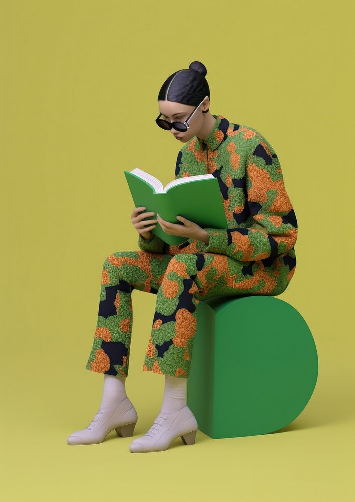 A woman sitting holding book reading fashion adult. AI generated Image by rawpixel.