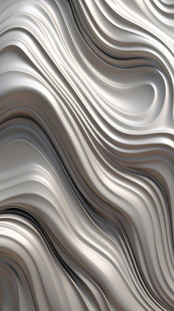  Silver Liquid Metallic Wavy Background backgrounds pattern silver. AI generated Image by rawpixel.