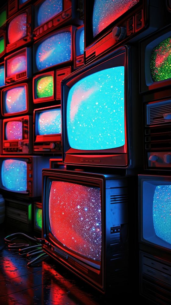  Tv screen wallpaper television broadcasting illuminated. AI generated Image by rawpixel.