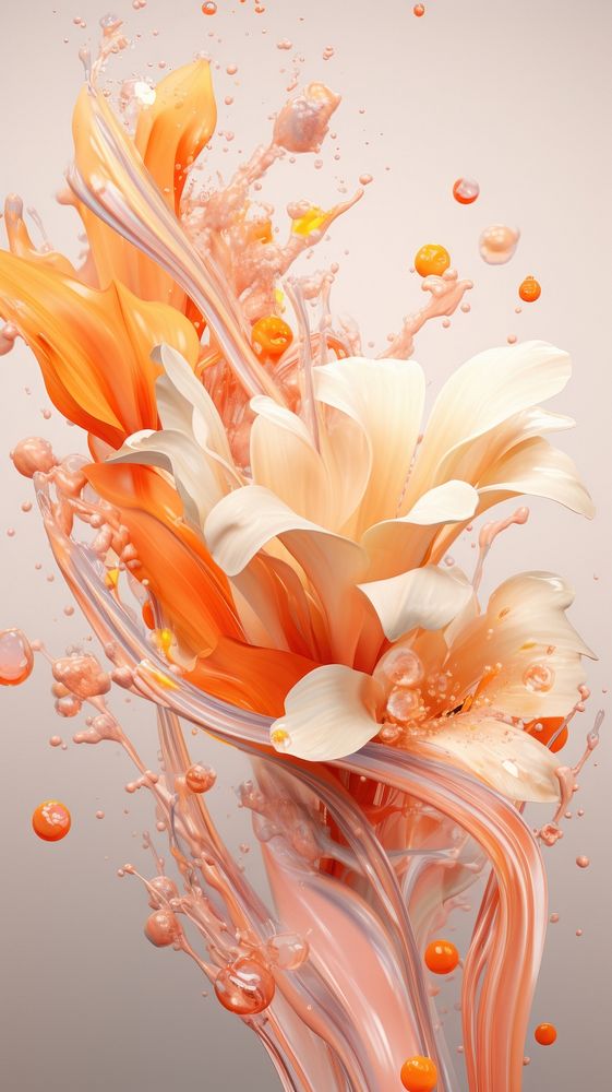  Orange water splash abstract pattern flower. AI generated Image by rawpixel.