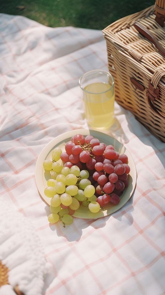 Picnic grapes fruit plant. AI generated Image by rawpixel.