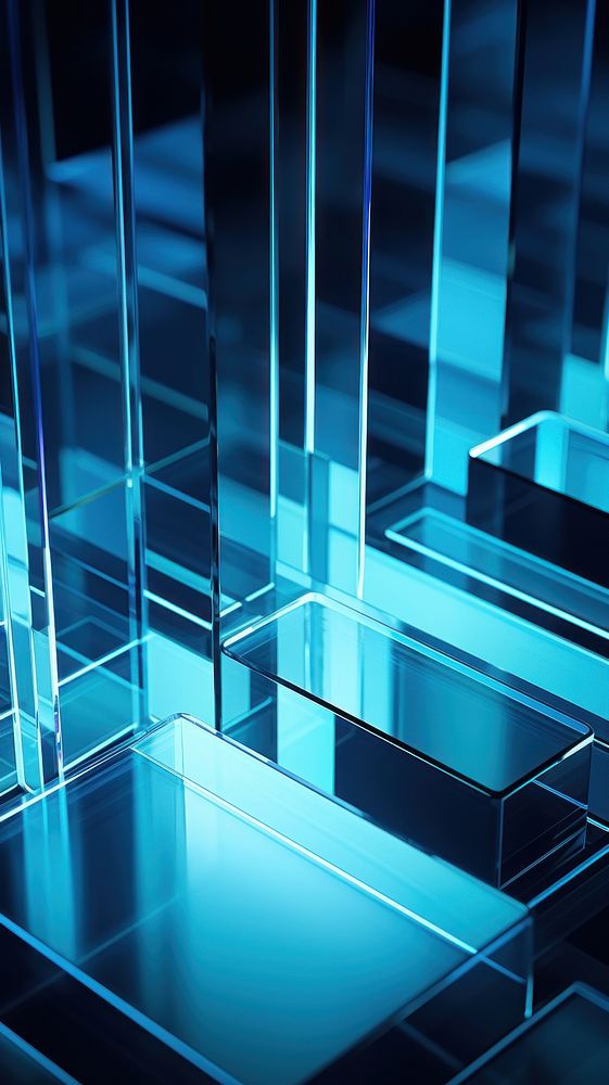  Beautiful glass reflect laser wallpaper blue architecture backgrounds. AI generated Image by rawpixel.