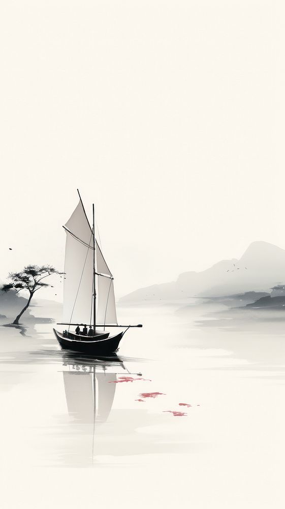 Boat watercraft sailboat painting.