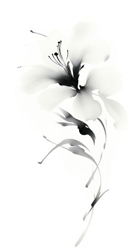Flower plant white ink.