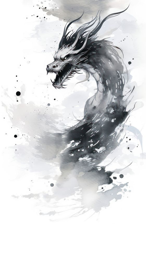 Dragon animal ink splattered.