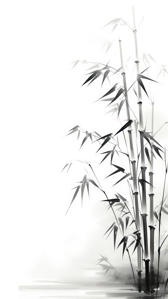 Bamboo plant monochrome drawing.