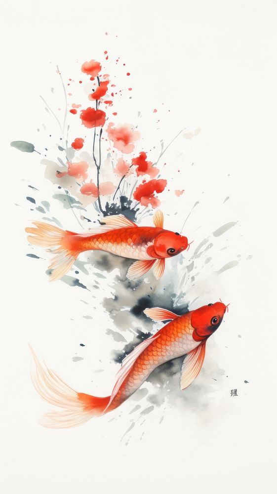 Painting animal fish carp.