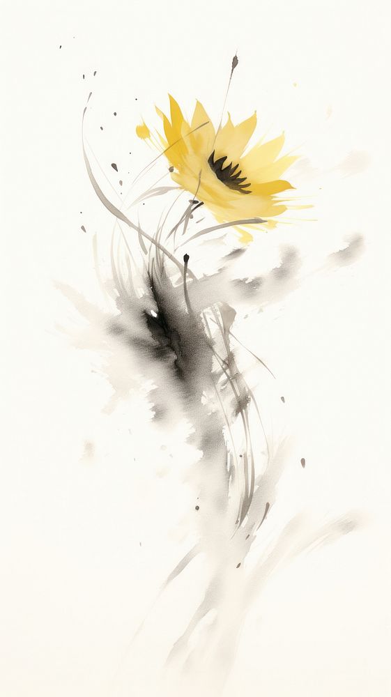 Sunflower painting plant white.