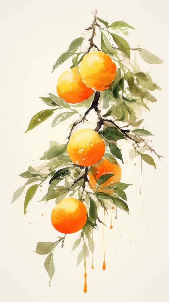 Tangerine painting fruit plant.