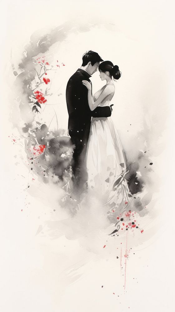 Wedding painting kissing adult.