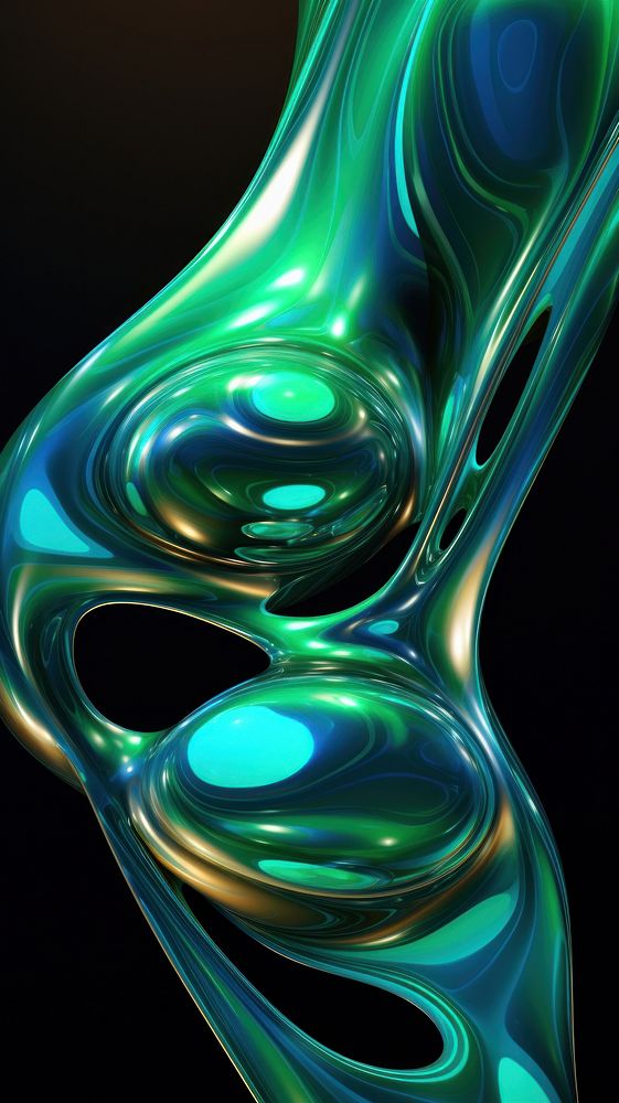  Glow metalic fluid atomic pattern light green. AI generated Image by rawpixel.