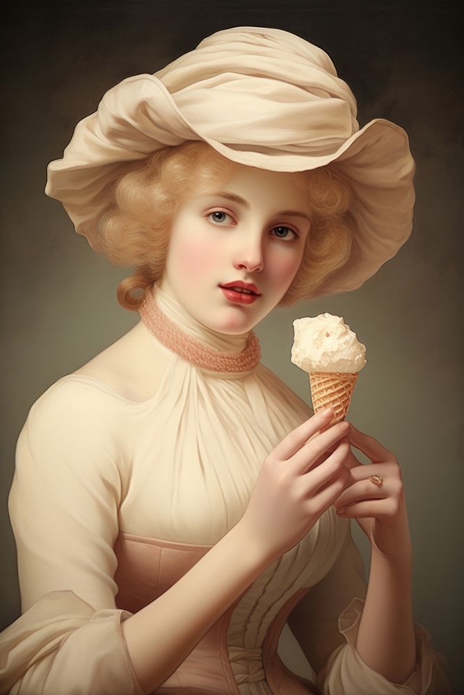 Illustration of Jean Auguste Dominique girl with ice cream portrait dessert adult.