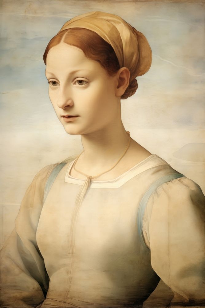 Illustration of Michelangelo Buonarroti woman painting art portrait.