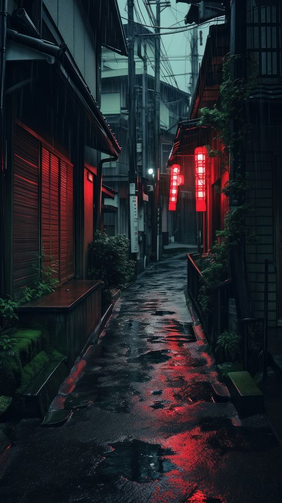  Japanese wallpaper architecture building street. AI generated Image by rawpixel.