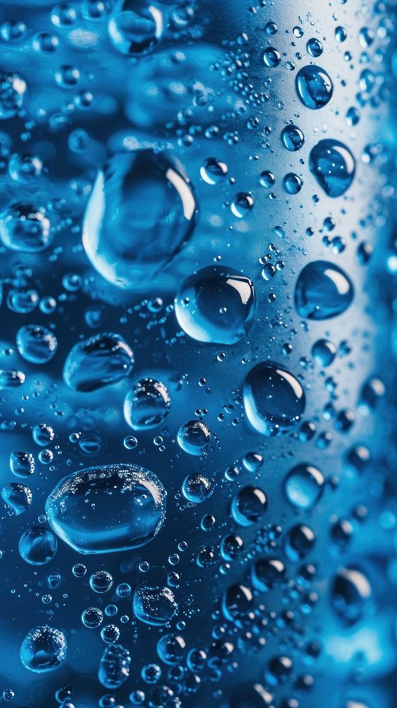 Blue soda softdrink rain condensation transparent.